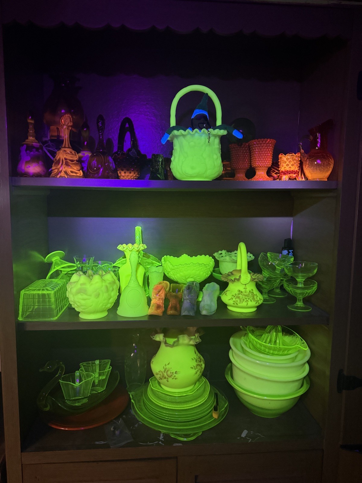 Depression Uranium + Fenton Uranium = 2 PC Rare Vintage Glass Lot Glow Antique