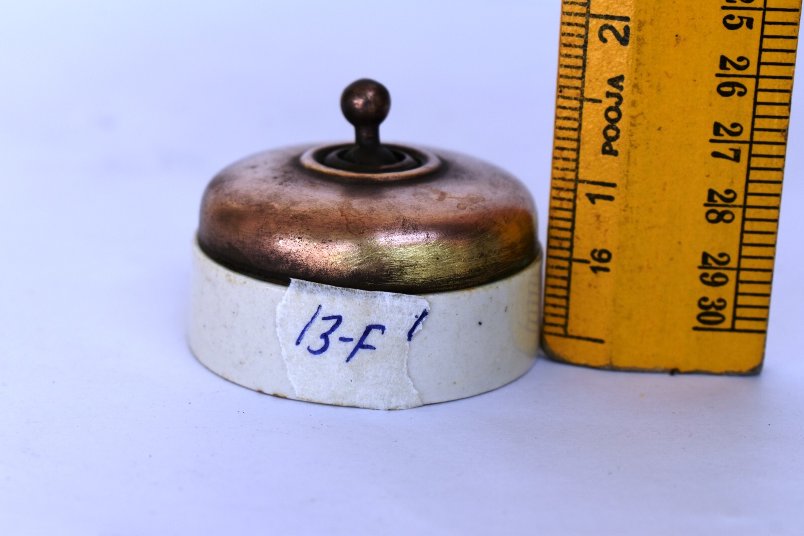 Vintage English Light Switch Electric Brass Ceramic British Made Vitreous Old”13