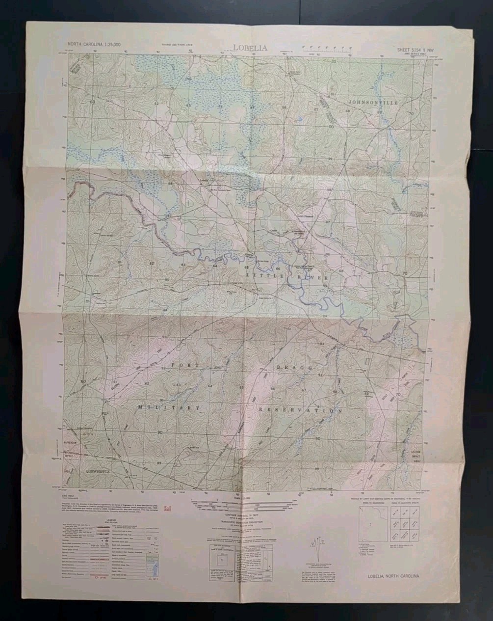 1951 Fort Bragg NC Map Army Map Service Corps of Engineers Topographic Maps