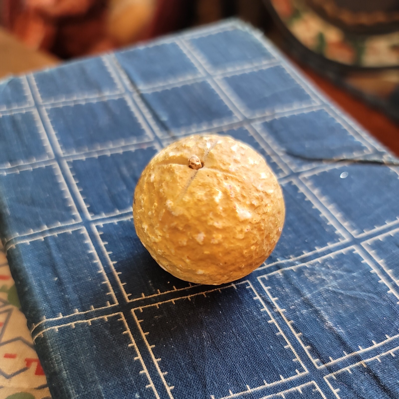 Stone Fruit Miniature Orange RARE Wood Stem Alabaster Anyique 1 1/2″