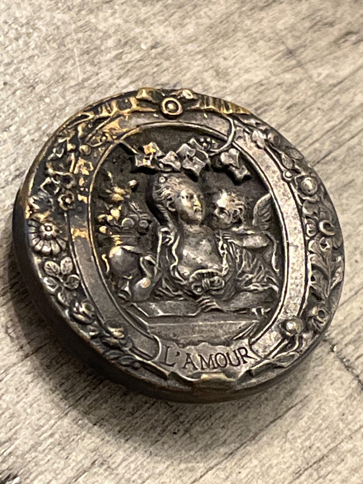 RARE Victorian French L’Amour Collar Stud Button W/ Cherub 061425cACZHE