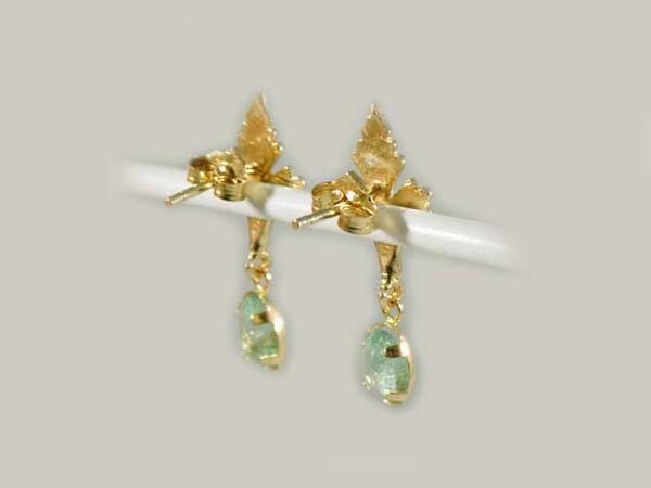 Gold Emerald Earrings 1¼ct Antique 19thC Siberian Ancient Sumer Immortality 14kt