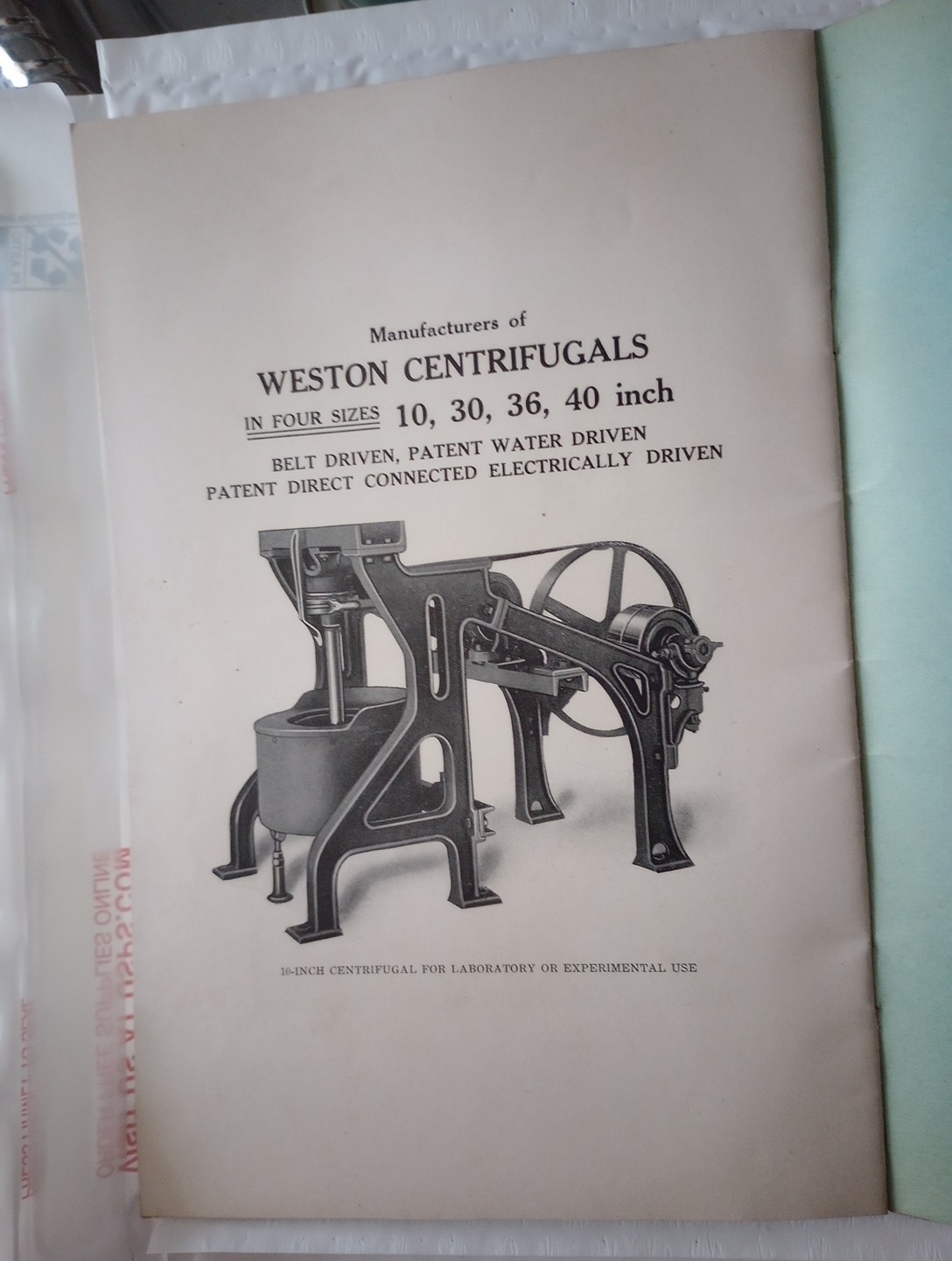 Antique American Tool & Machine Co. Water Driven Weston Centrifugals Catalogue