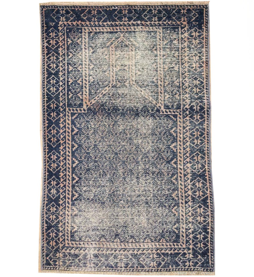 Semi-Antique Red Floral Oriental Rug Distressed Small Entryway Carpet 3×5 Ft