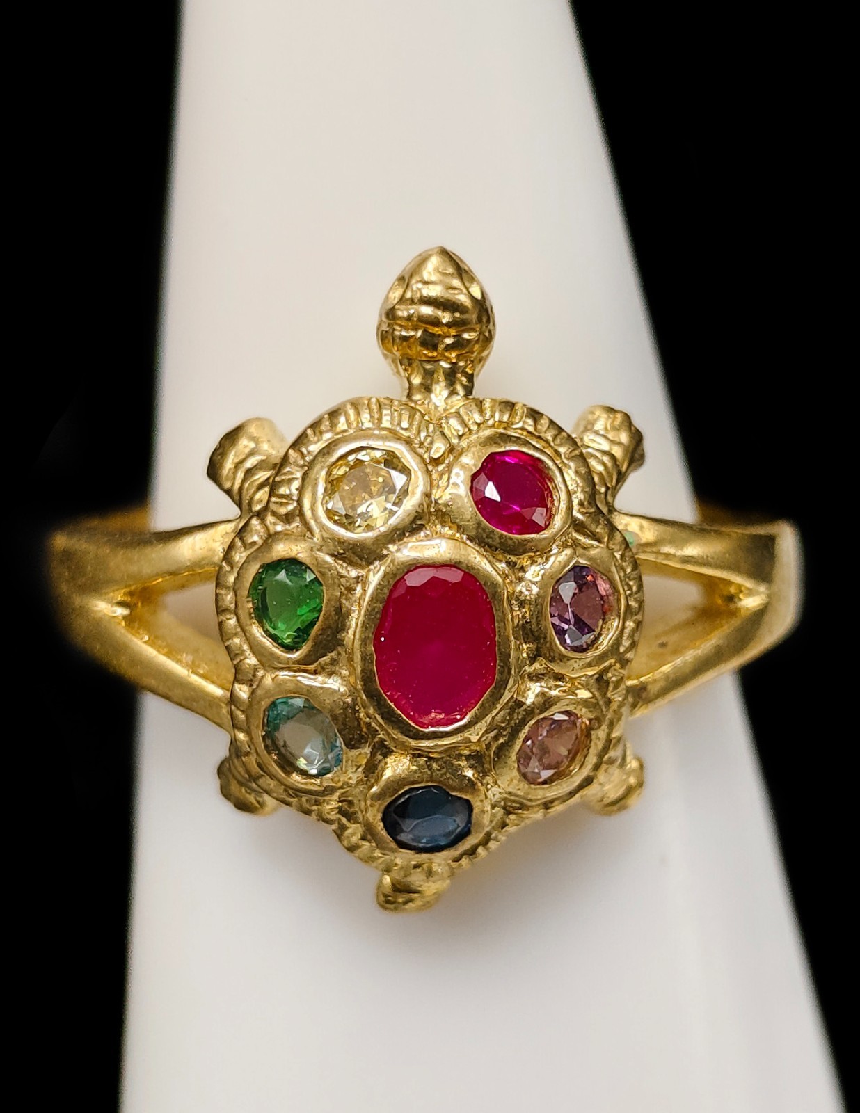 Holy Collection Rainbow Naga Eye Charm Fortune Mantra Amulet Ring 6.5 US CK1276