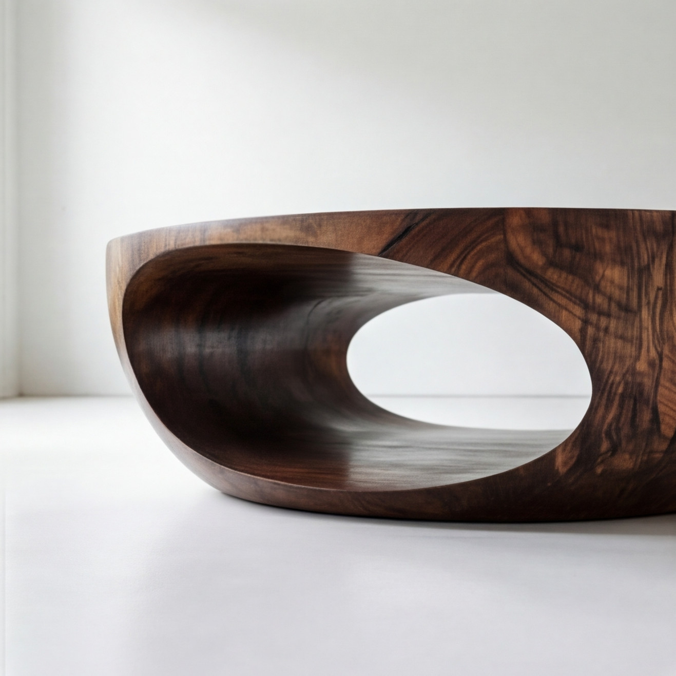 Modern Sculptural Coffee Table Solid Wood Coffee Table Organic Minimalist Center