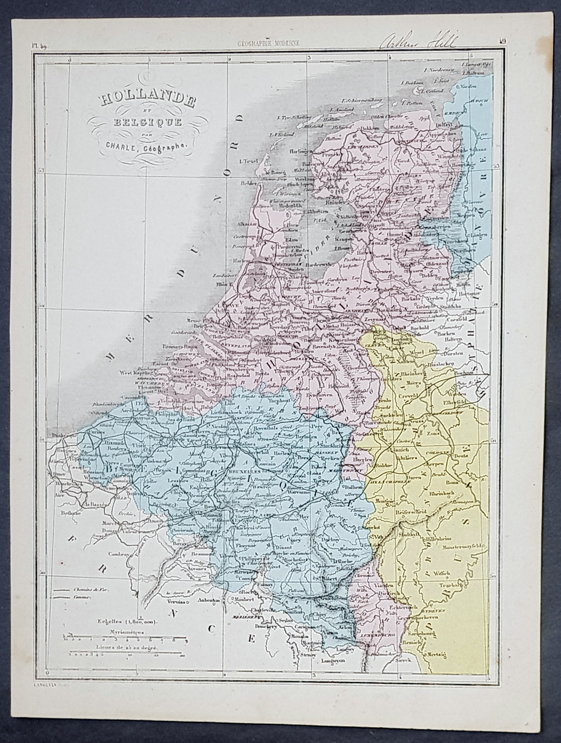 1843 Alexandre Vuillemin Antique Map of The Netherlands, Holland & Belgium