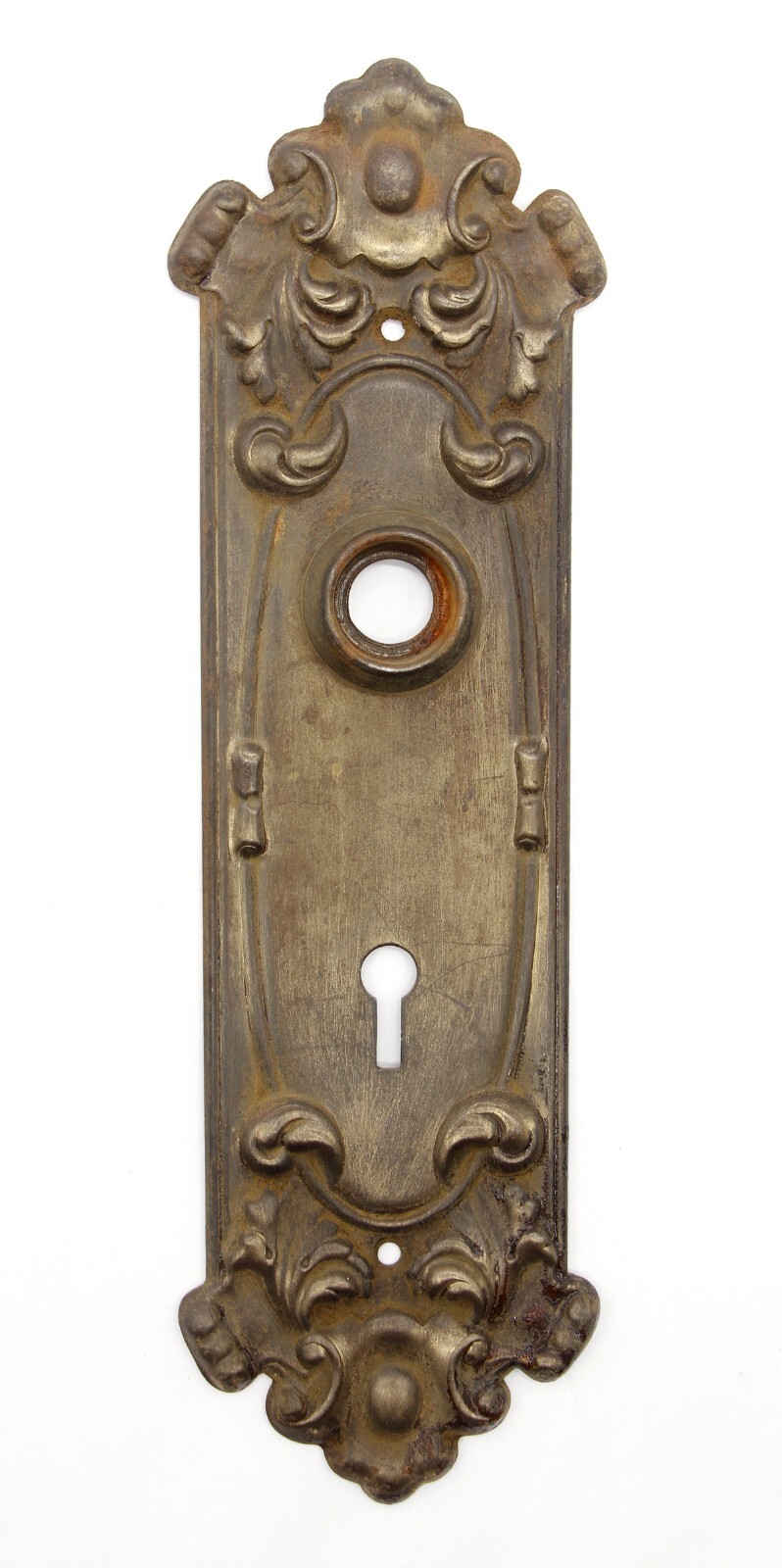 Antique 8.75 in. Pressed Steel Victorian Door Back Plate