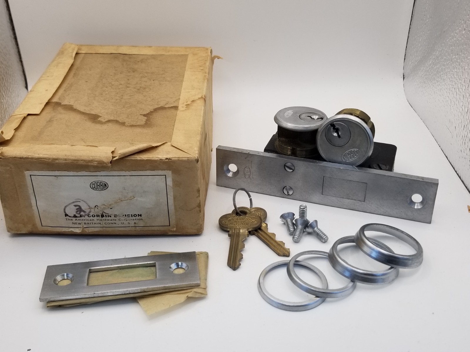 Corbin Narrow Backset Mortise Lock New Old Stock brushed stainless commercial