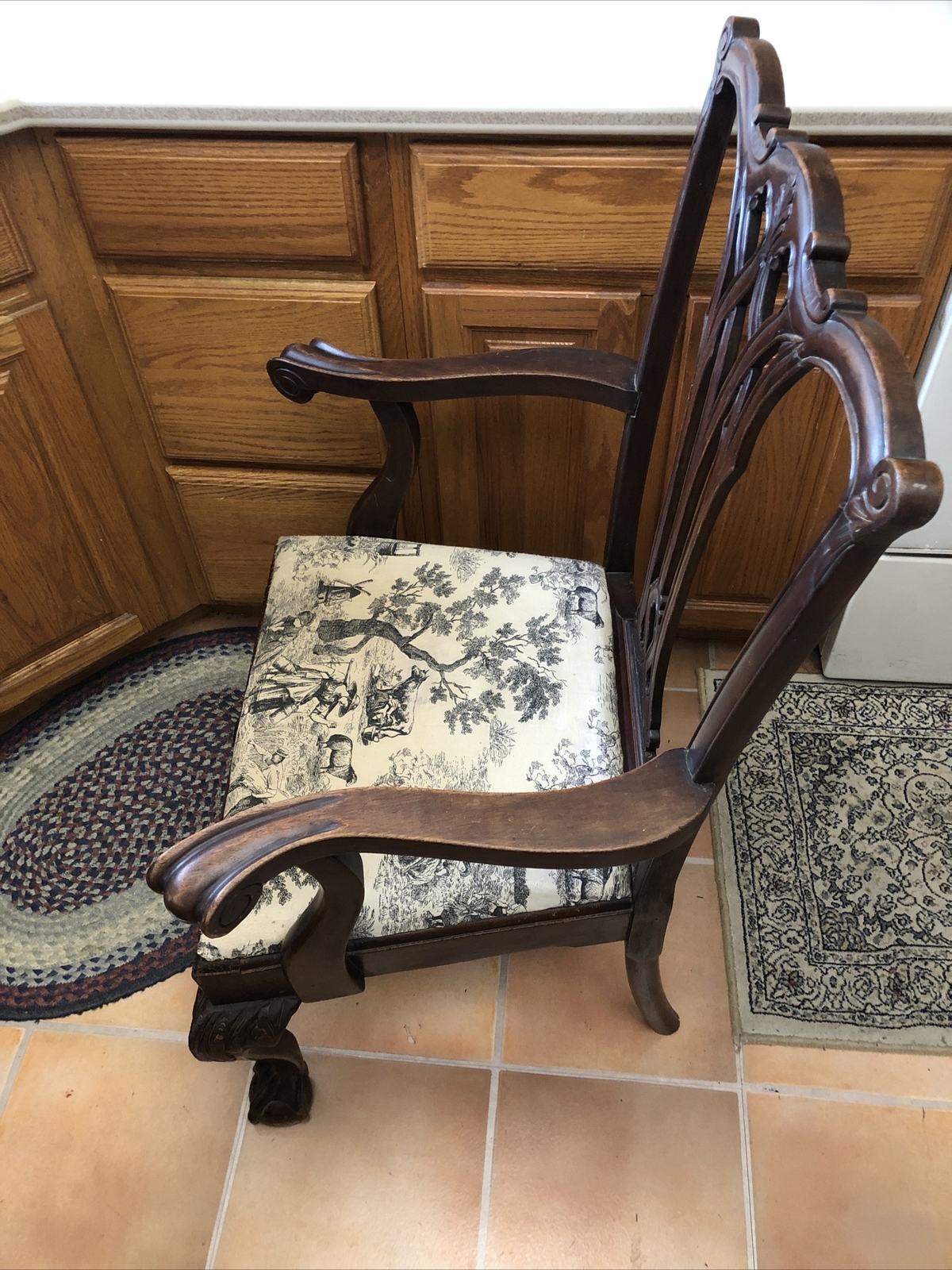 Antique 19th Century Chippendale Dining Knuckle Arm Chair