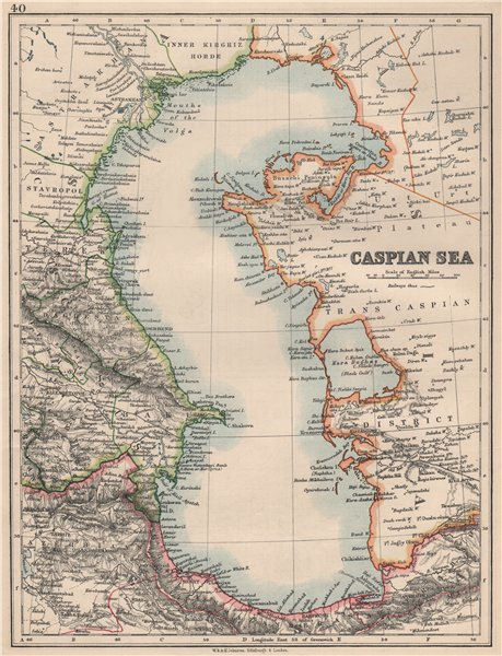 CASPIAN SEA. Baku Persia Astrakan. “Inner Kirghiz Horde”. JOHNSTON 1895 map