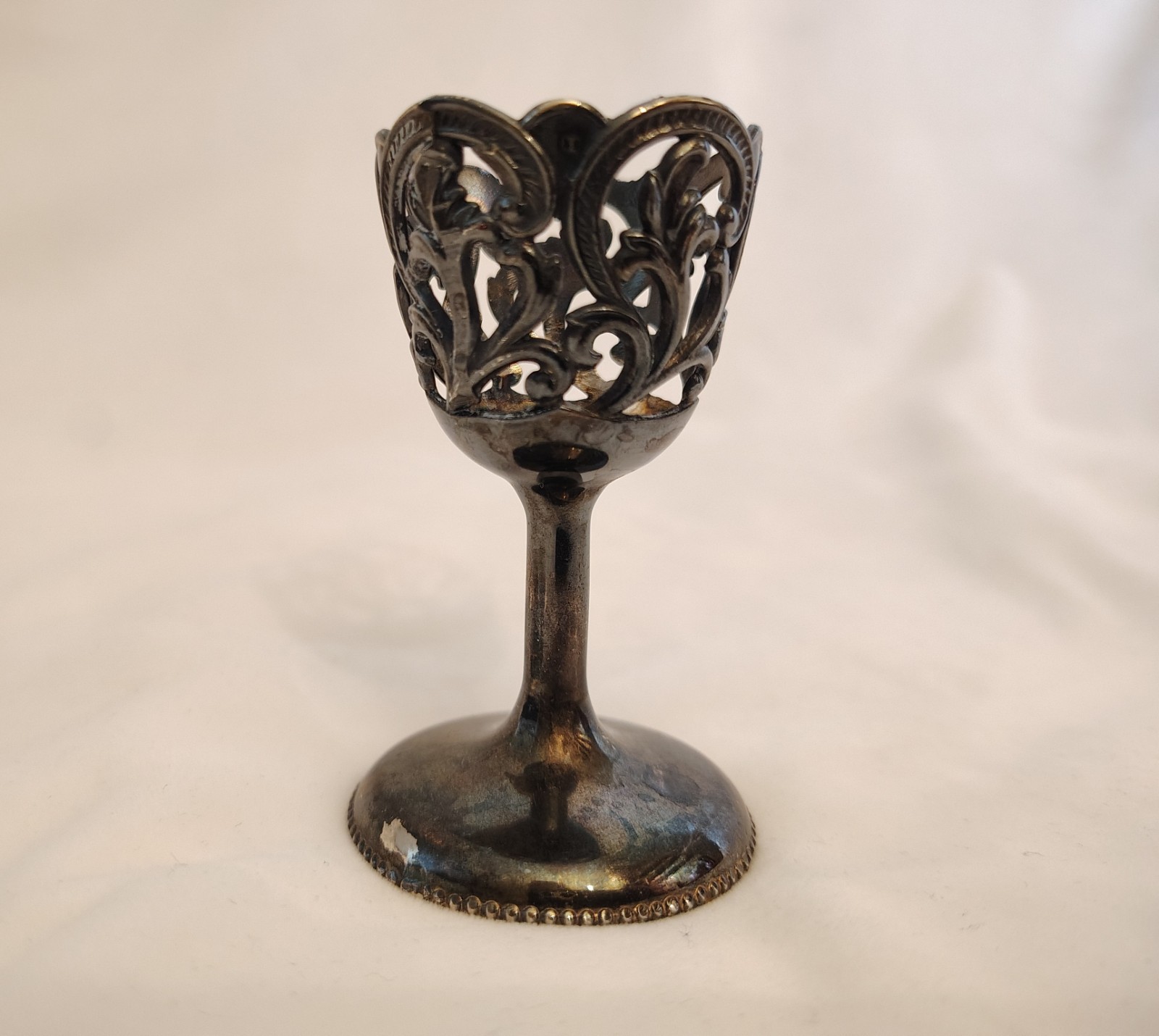 Little Silver Gray Tarnished Glass Holder Goblet. Unbranded, Material Unknown