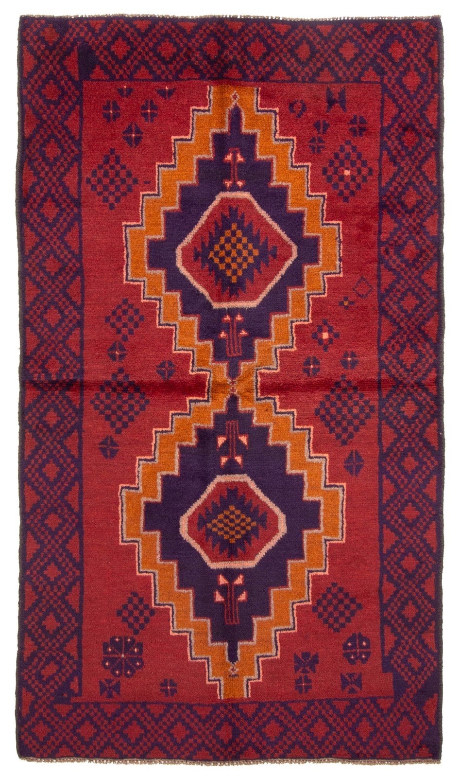 Vintage Geometric Area Rug 3’6″ x 6’4″ Traditional Hand-Knotted Wool Carpet