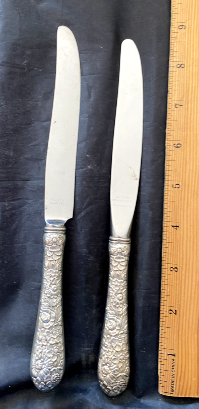 ALVIN BRIDAL BOUQUET STERLING SILVER 1 LUNCHEON KNIFE MORE AVAILBLE. WITH 5 AV.