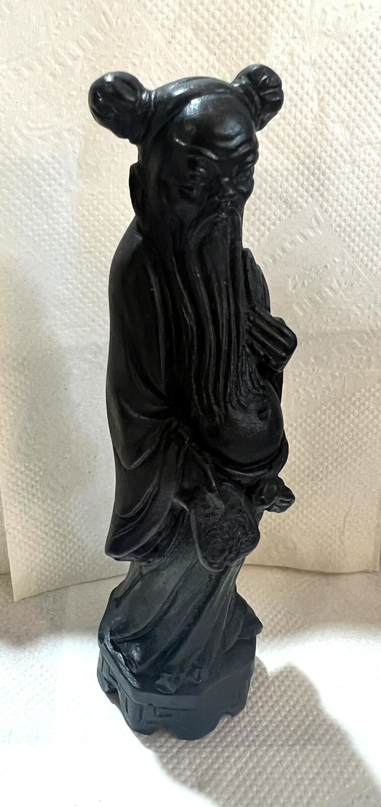 Vintage Chinese Wise Man God Of Wealth Sculpture Statue Figurine Black Chess