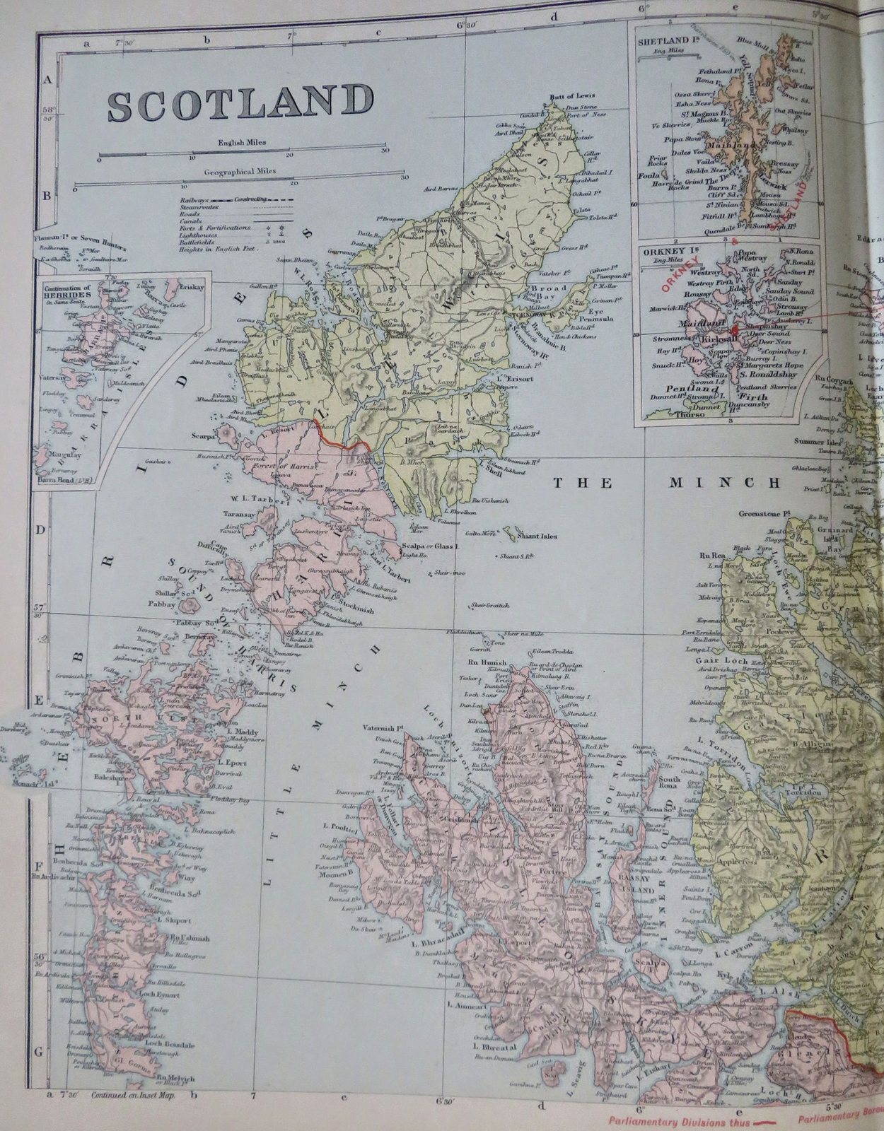 Scotland United Kingdom Edinburgh Glasgow Aberdeen 1895 Bacon three sheet map