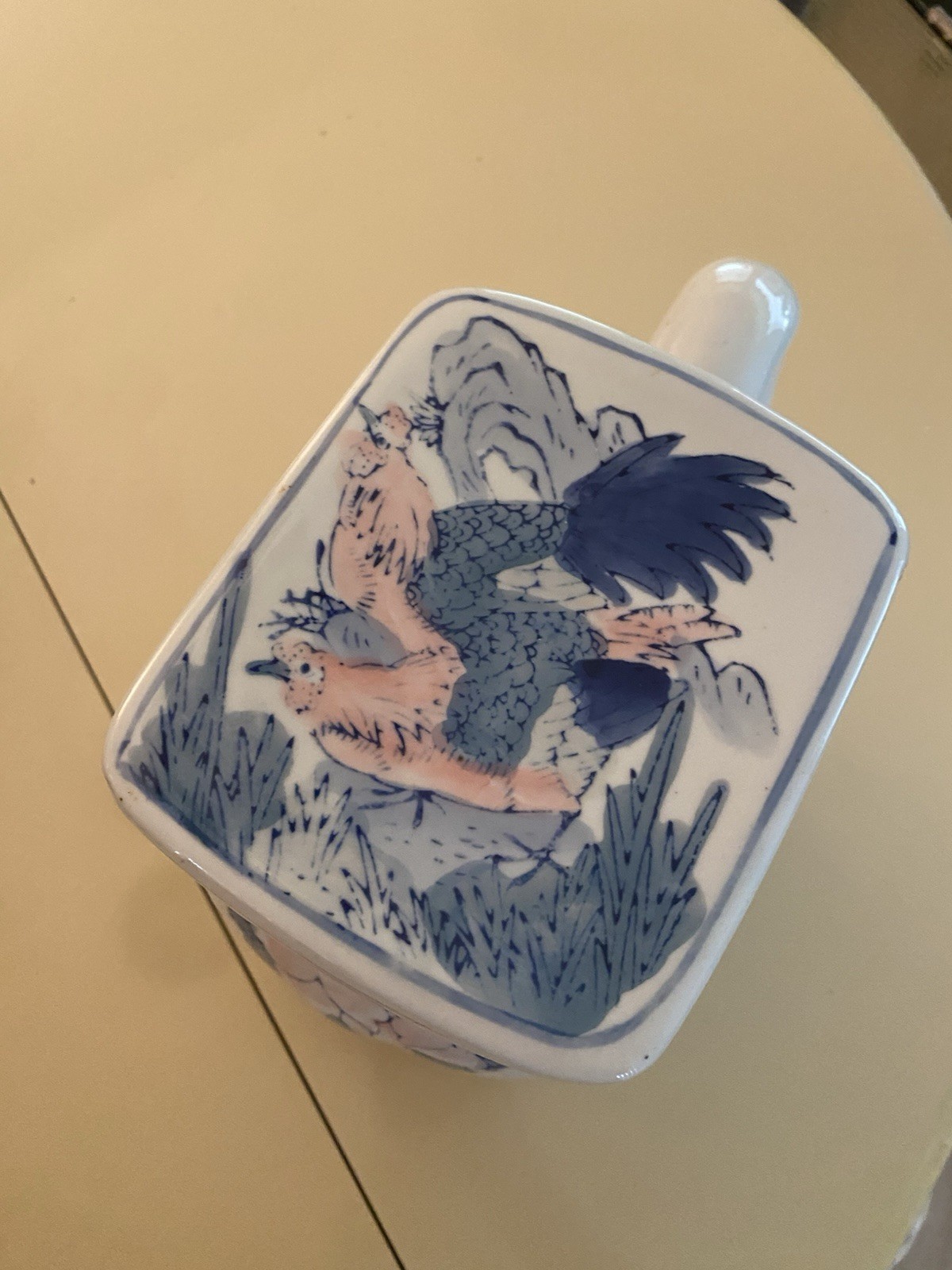 Blue White Pink Floral Ceramic Elephant Garden Stool Seat Chinese Style Vintage