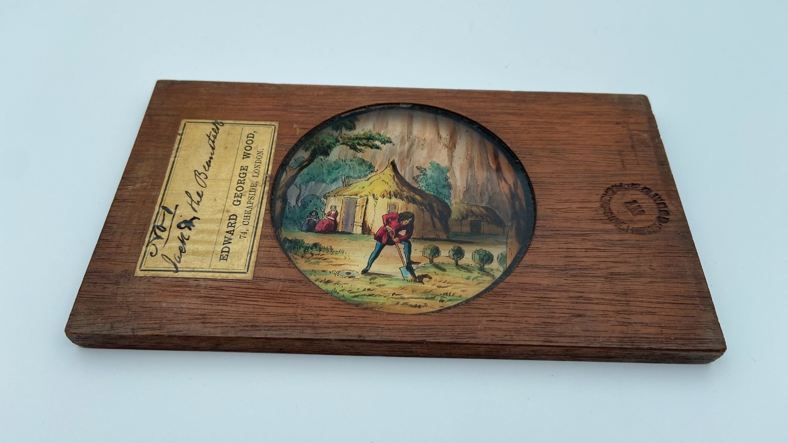 6 magic lantern slides c1860 ‘Jack & the Beanstalk’ hand coloured by E.G. Wood