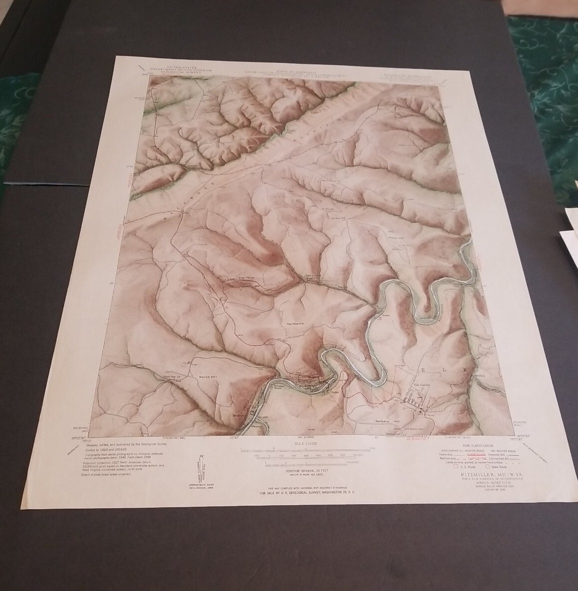 KITZMILLER MD MARYLAND ORIGINAL 1953 USGA 22X27 QUADRANGLE MAP EXCELLENT COND…