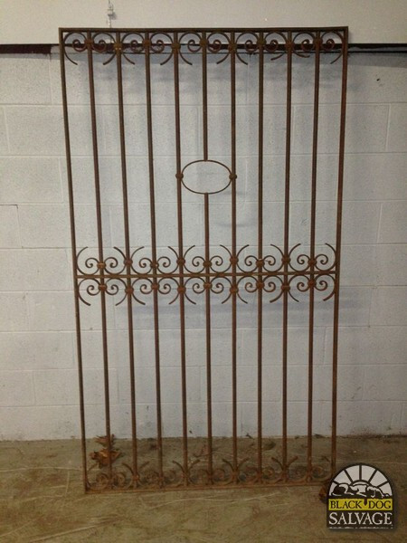 Beautiful Antique Iron Garden Gate, Panel, Railing, Hand Wrought 72.3″H x 43.5″W