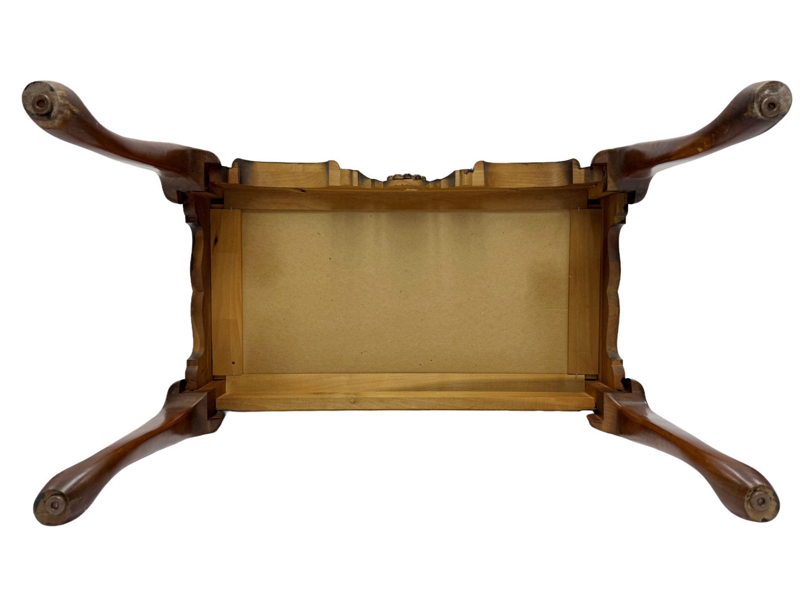 Queen Anne Style Blockfront Lowboy Chest Cabinet w Cabriole Legs Brass Pulls