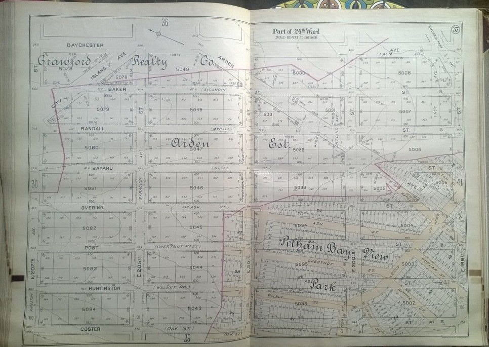 Rare 1902 Atlas Map BRONX NEW YORK E199TH ST TO E207TH ST Arden Pelham Bay Park