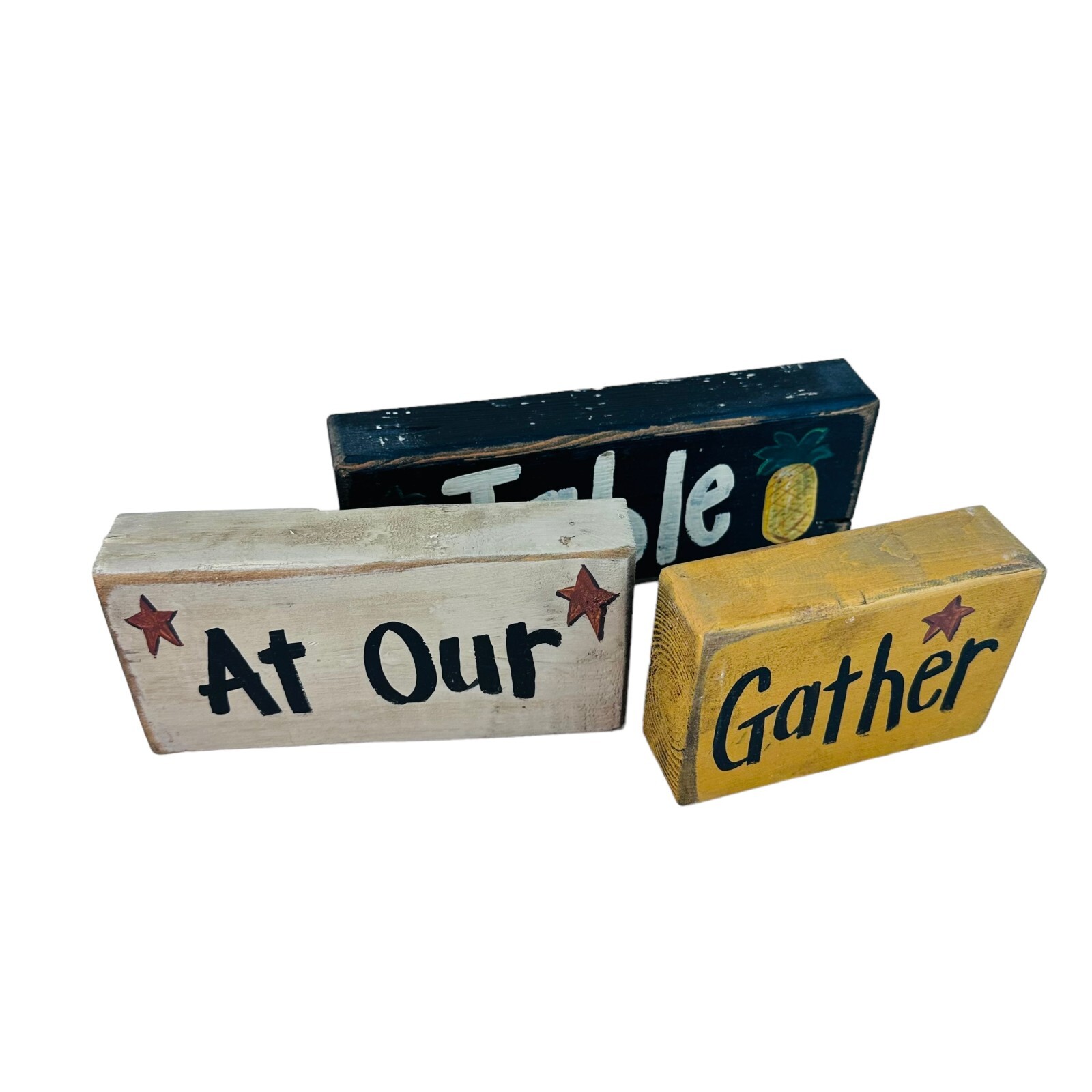 vtg primitive decor “Gather at our Table” Country cottage decor wood handmade