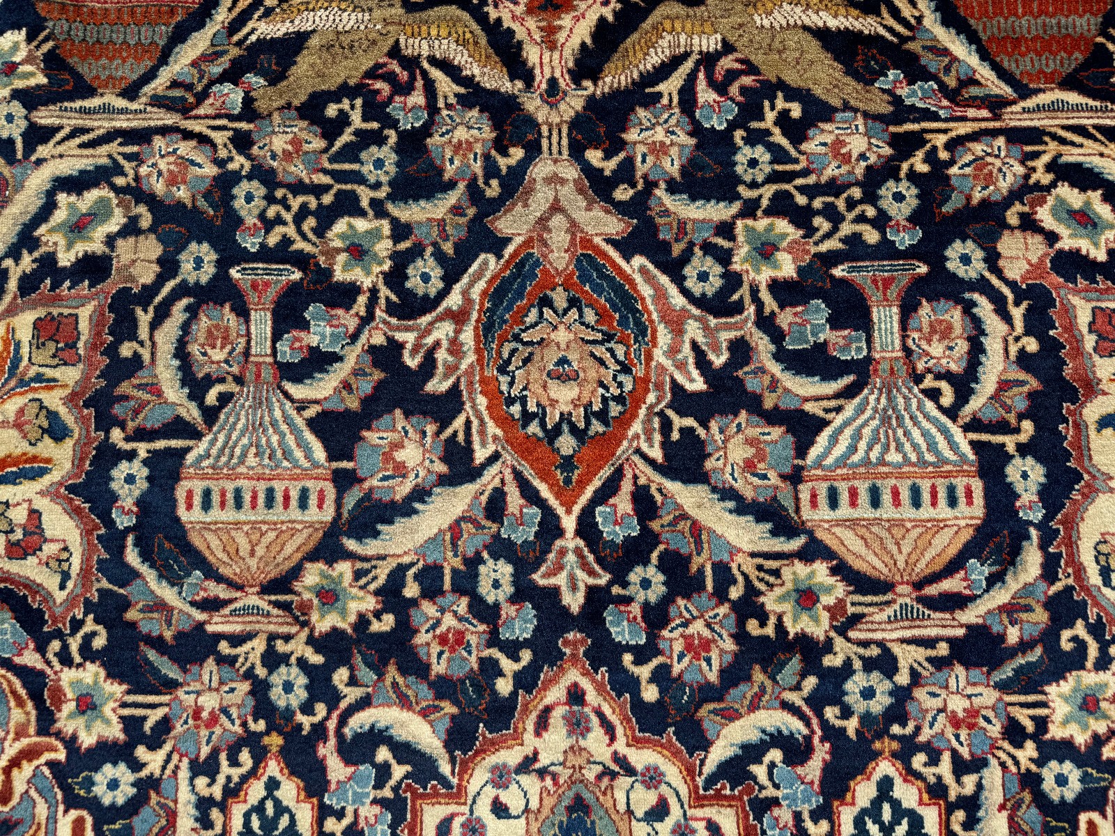 BIG BLUE ANTIQUE ORIENTAL RUG 10×13 handmade wool handknotted vintage fine 10×14