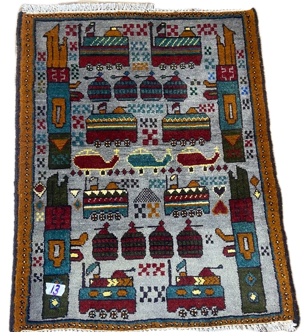 Handmade Afghan Wool war rug Great Quality Beauiful design Size 80cmx60cm