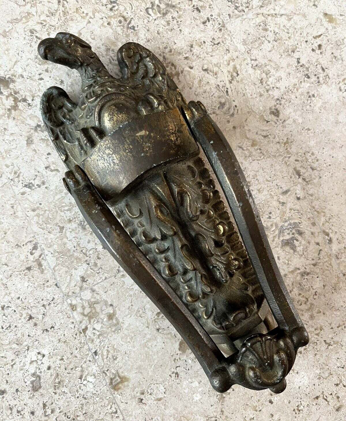 LARGE 8 1/2″ ANTIQUE c.1896 AMERICAN EAGLE ARCHITECTURAL SALVAGE DOORKNOCKER