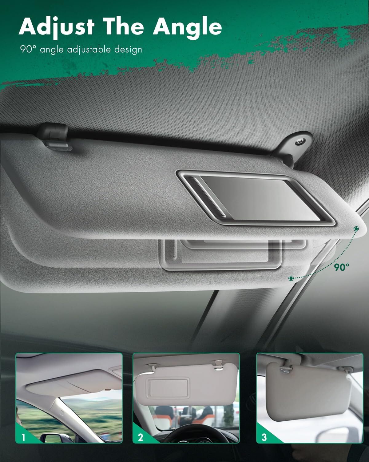 Gray Pair Sun Visor for Hyundai Sonata 2005 2006 2007 2008 2009 2010 Replaces# 8