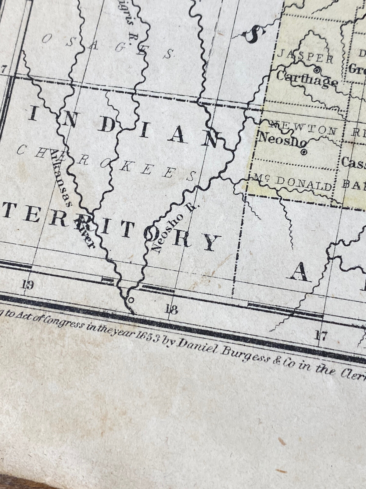 1853 Hand Colored Map ILLINOIS, MISSOURI, IOWA ~ Railroad, State Population