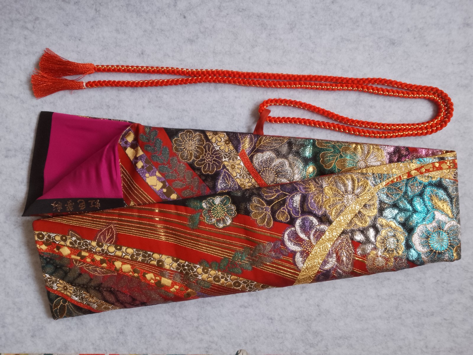 Handmade Japanese Sword Katana Bag 125 cm made from vintage silk obi