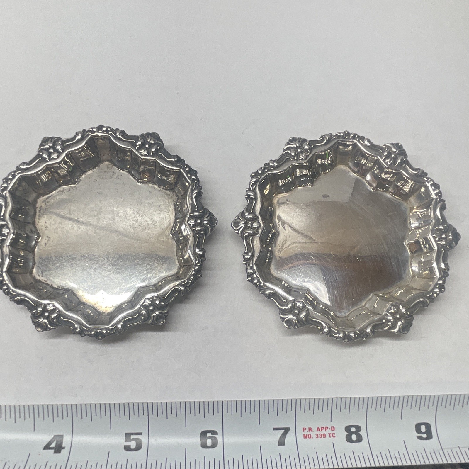Frank M. Whiting & Company. BasedAntique Coasters Set, Ornate, 3.5 Inch Diameter