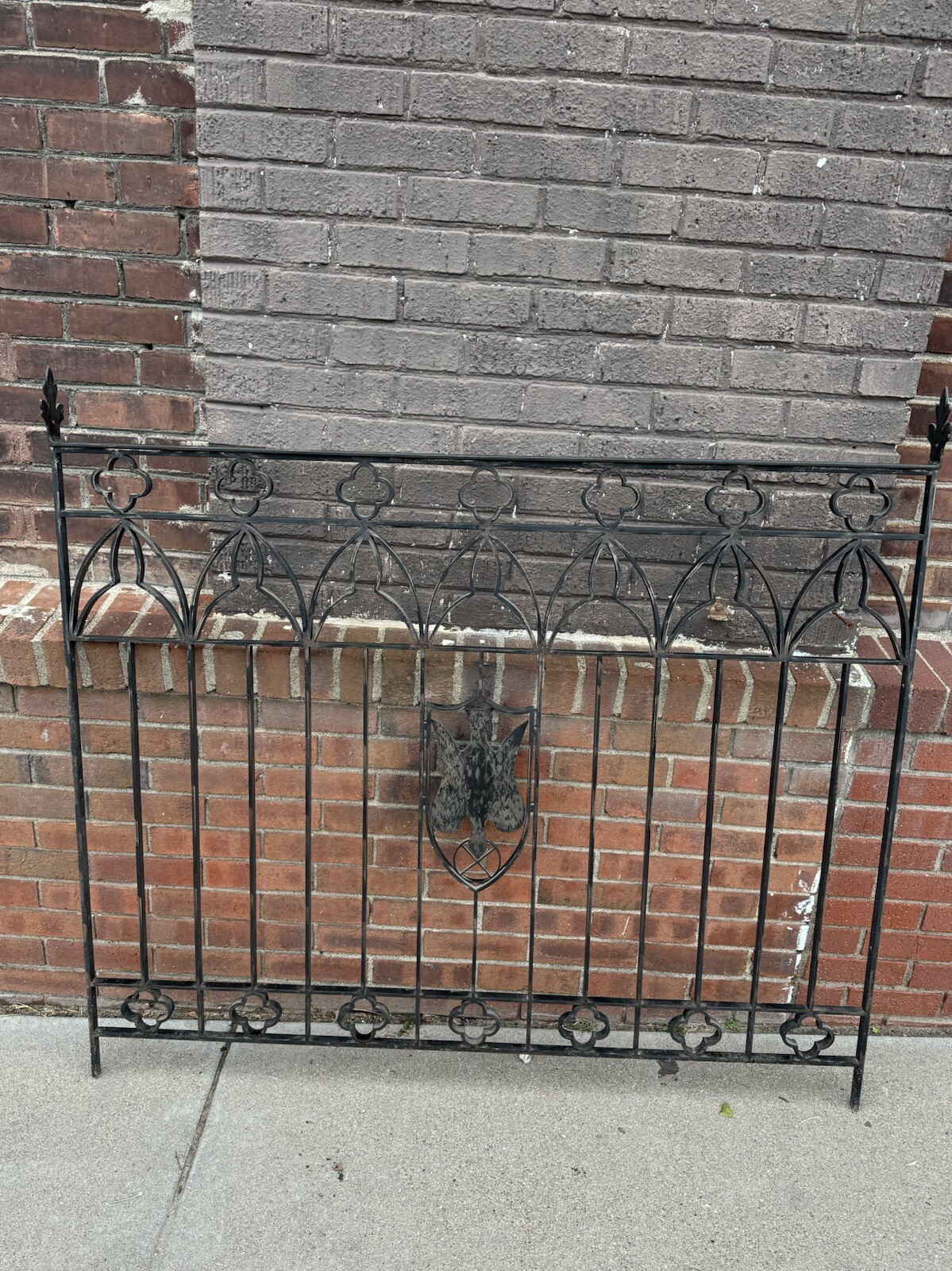 Vintage Black Wrought Iron Ecclesiastical Dove of Peace Church Railing