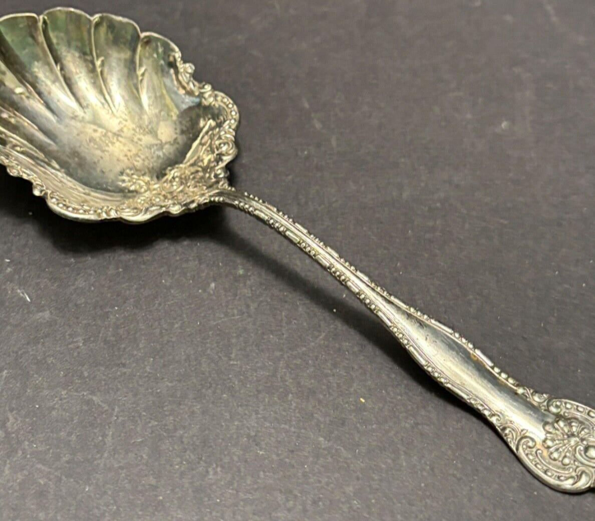 Wm Rogers YORK Silverplate 9″ Casserole Spoon International Silver Co Shell Antq