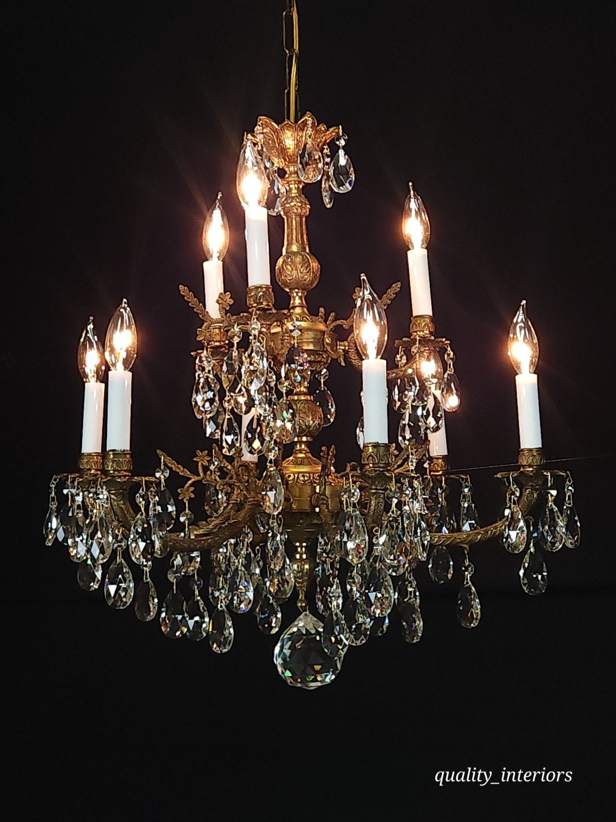 Antique Epic Glowing Glistening 9 arm 9 Light Cut Lead Glass Crystal Chandelier