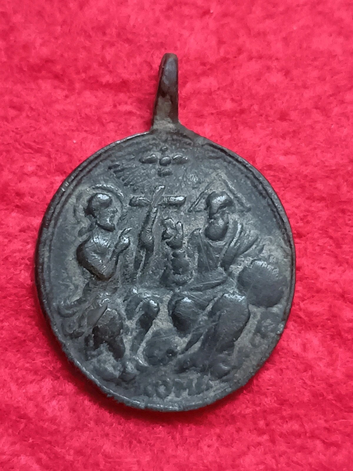 Authentic Rare 1600s Religious Bronze Medal with Latin Prayer on Reverse –…