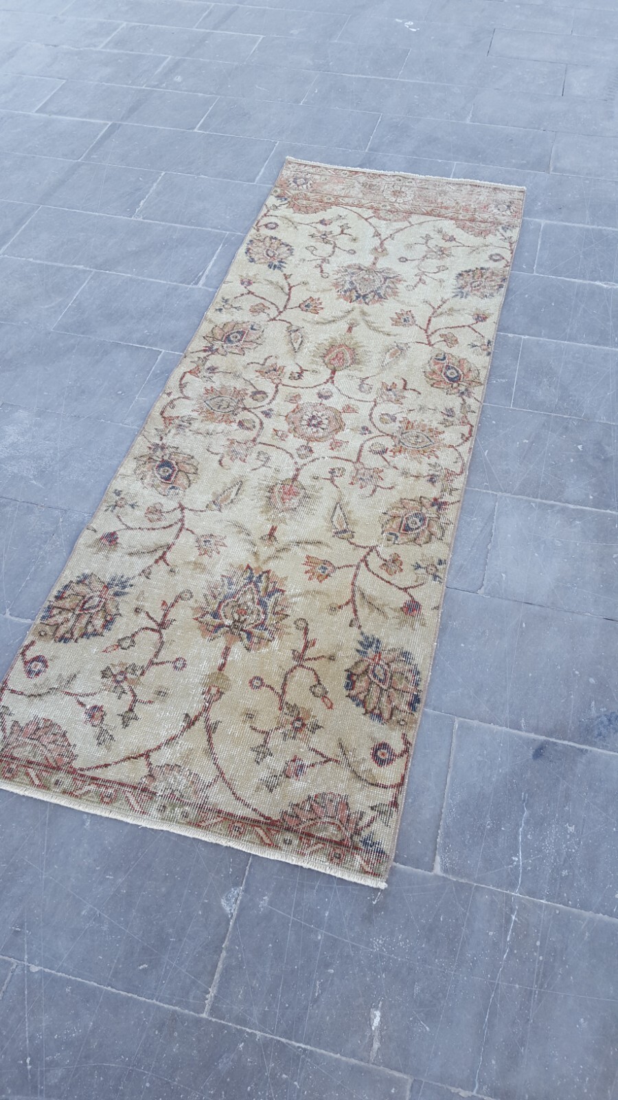 2.5×7 ft Vintage Turkish Runner Rug Wool Anatolian Handmade Hallway Oushak d
