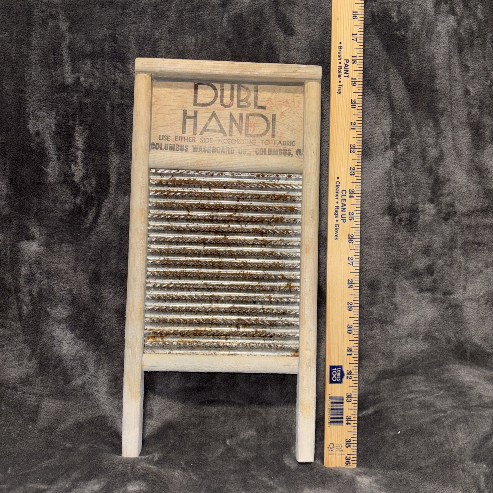 Vintage Dubl Handi Wash Board Columbus Ohio Washboard Co Farmhouse Cottage Decor
