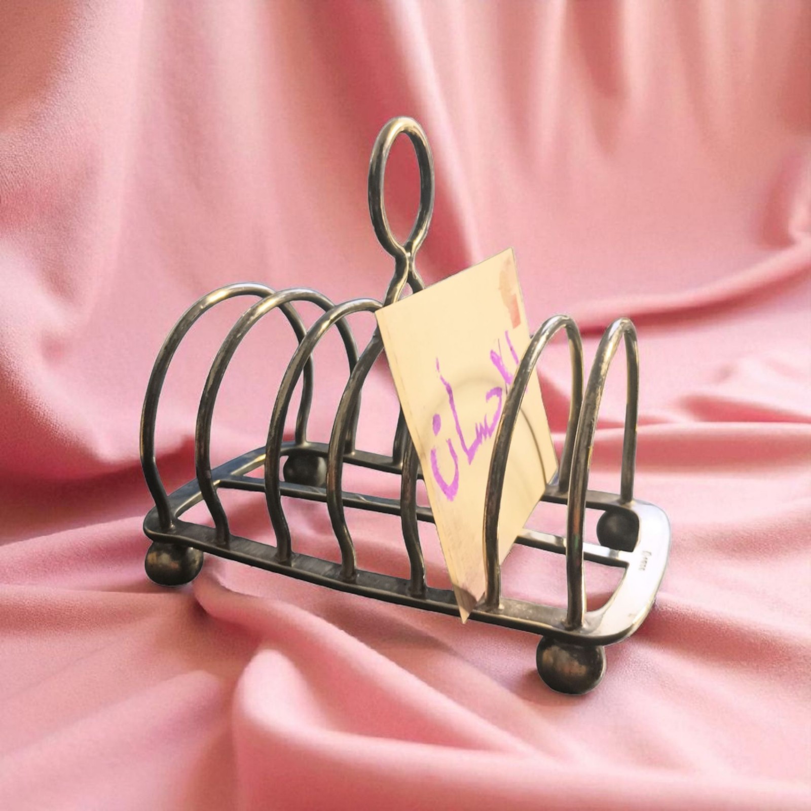 Antique Edwardian Toast Rack Silver Plated Paper Holder Made In England