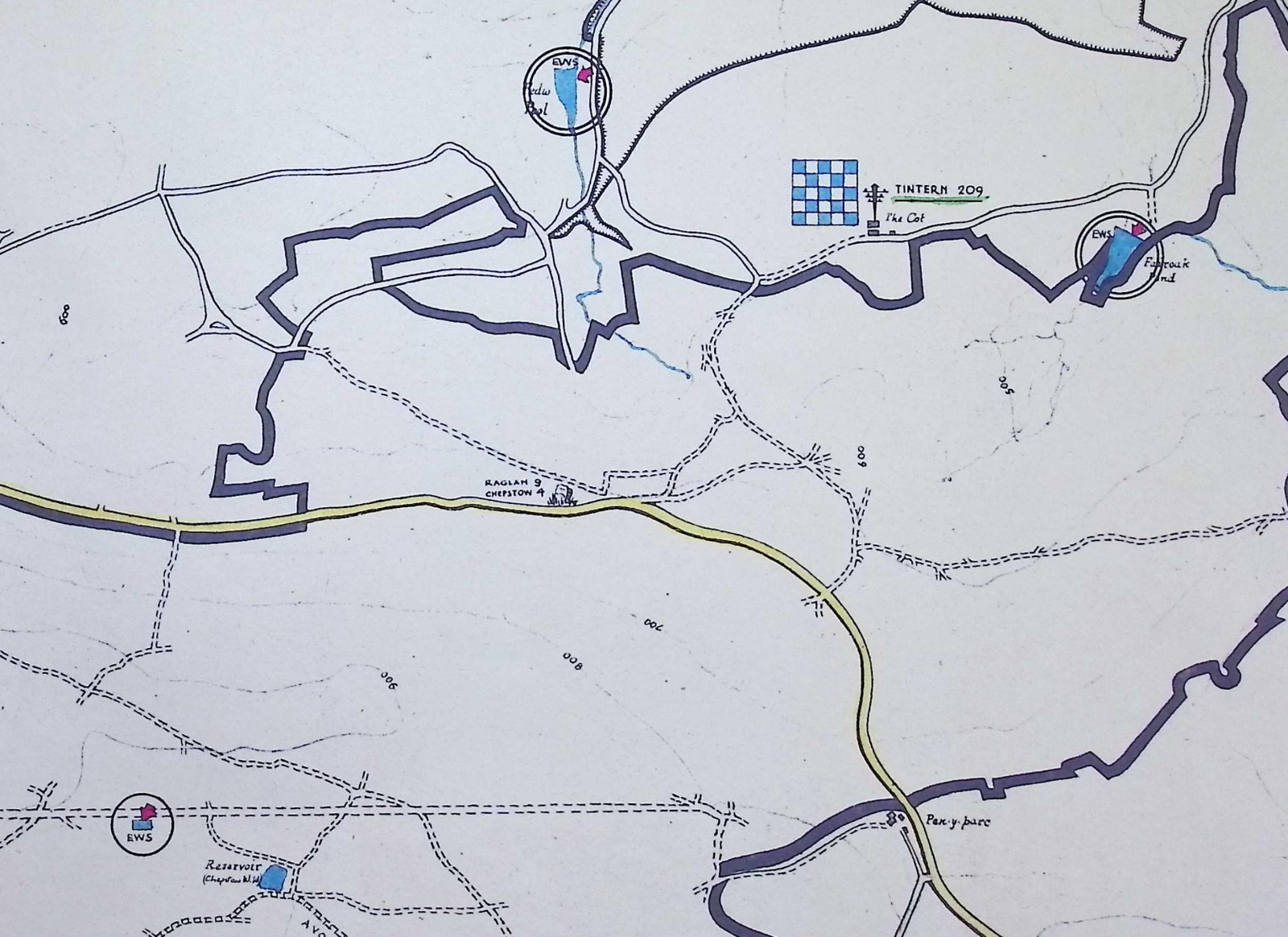 Original WWII National Fire Service Forestry Map – Chepstow Park Wood & District
