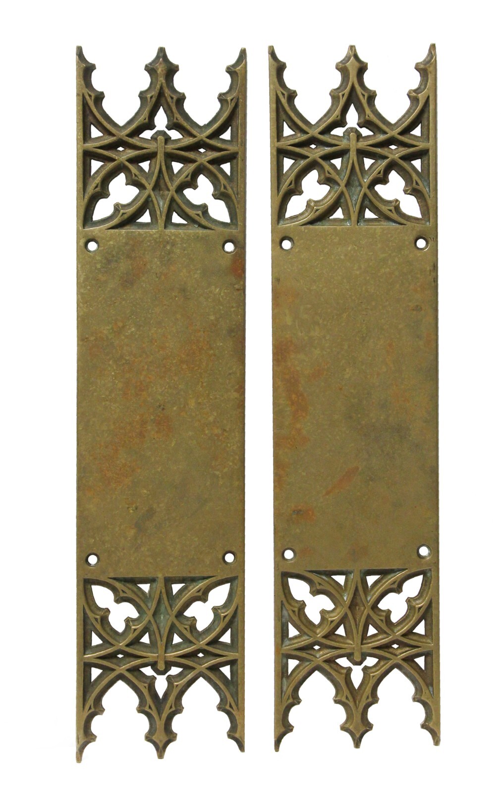 Pair of 16 in. Bronze Gothic Yale & Towne Door Push Plates