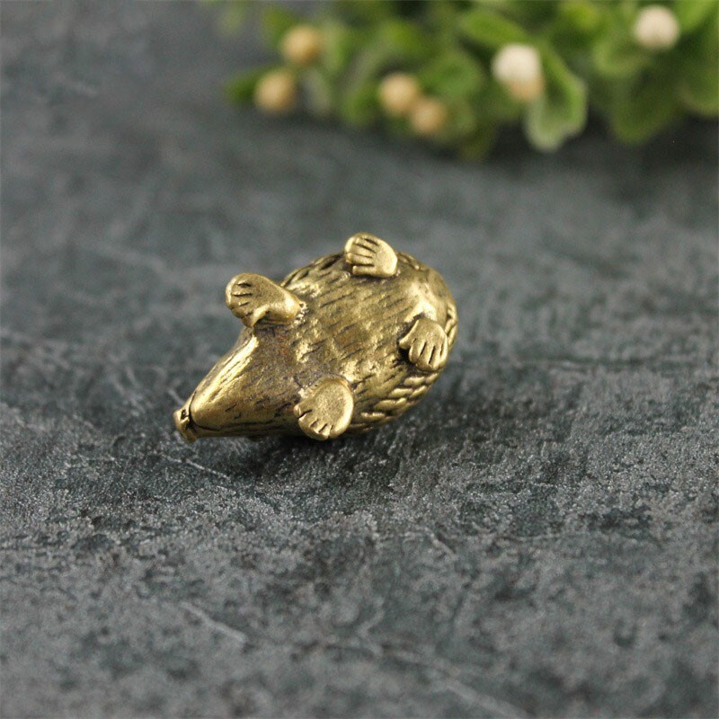Brass Solid Hedgehog Figurine Animal Statue Toy Ornament Miniature Gift Pet~