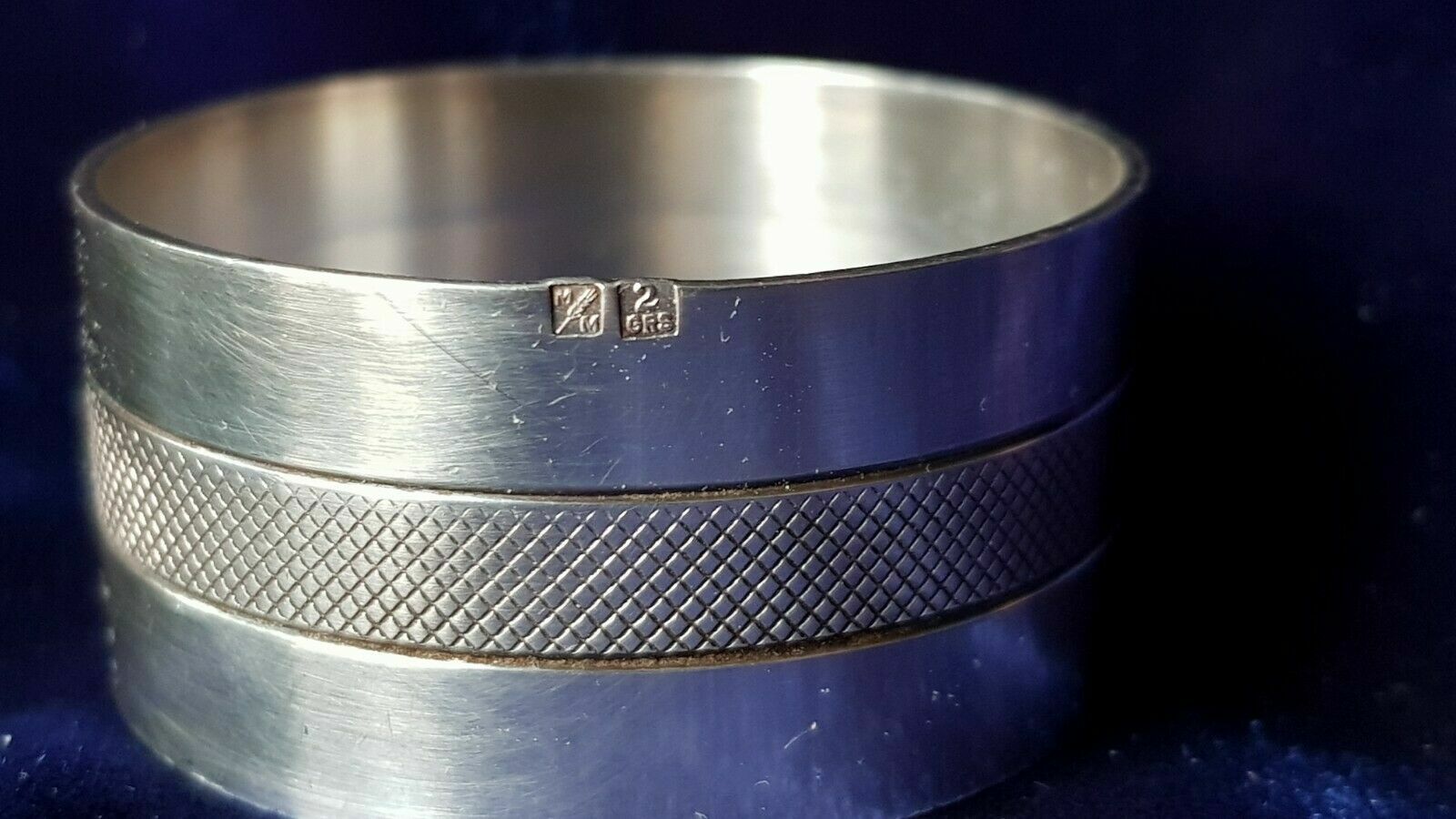 PAIR of Antique French SILVER plate napkin rings monograms MJ, G 36G