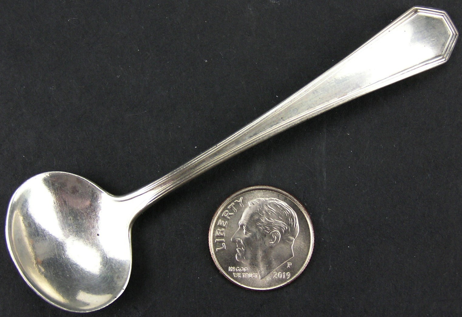 Dominick Haff Sterling Silver 3 3/8″ Mustard Salt Spoon QUEEN ANNE PLAIN No Mono