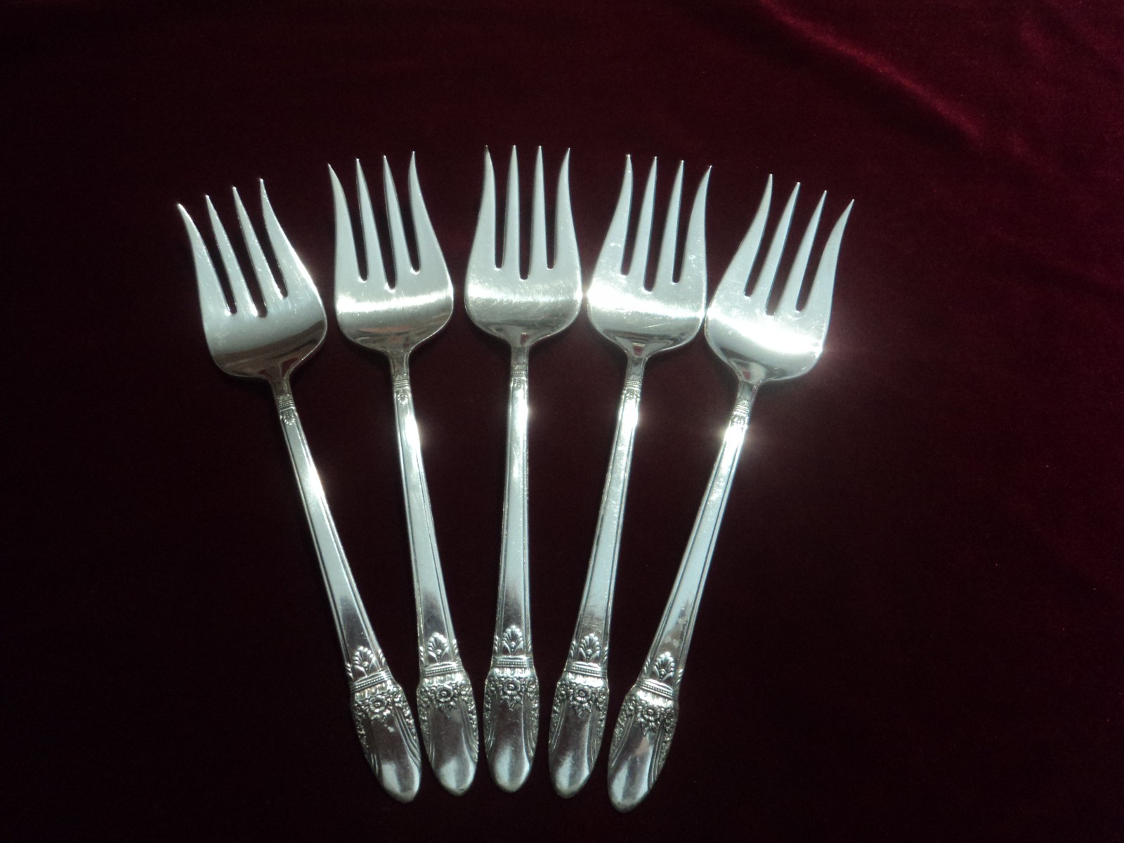 First Love Silverplate Chipped Beef Fork Set Rogers Flatware Lot of 5