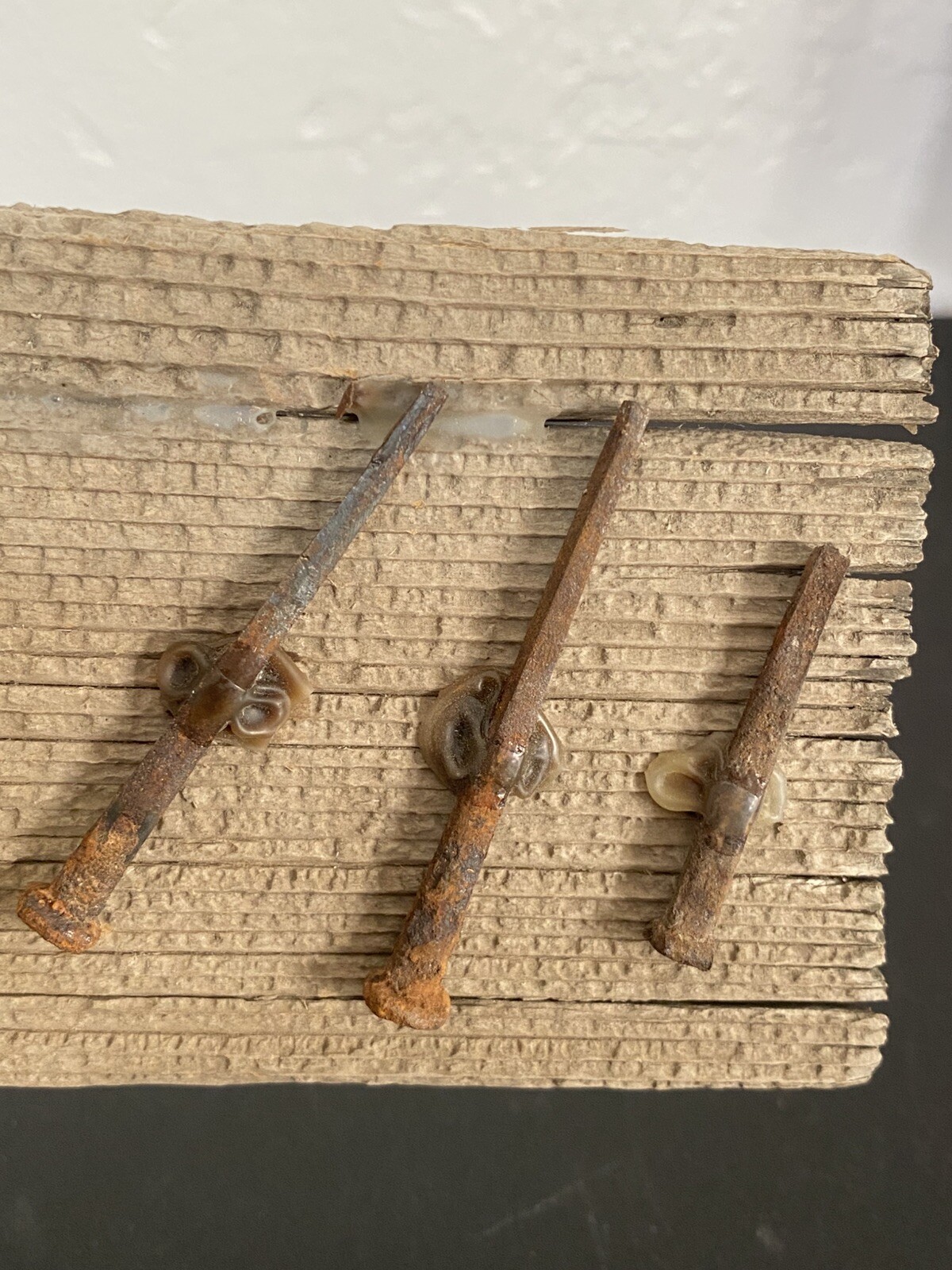 Original 1800’s Antique Square Nails and Wood Piece Art Decor Collector piece