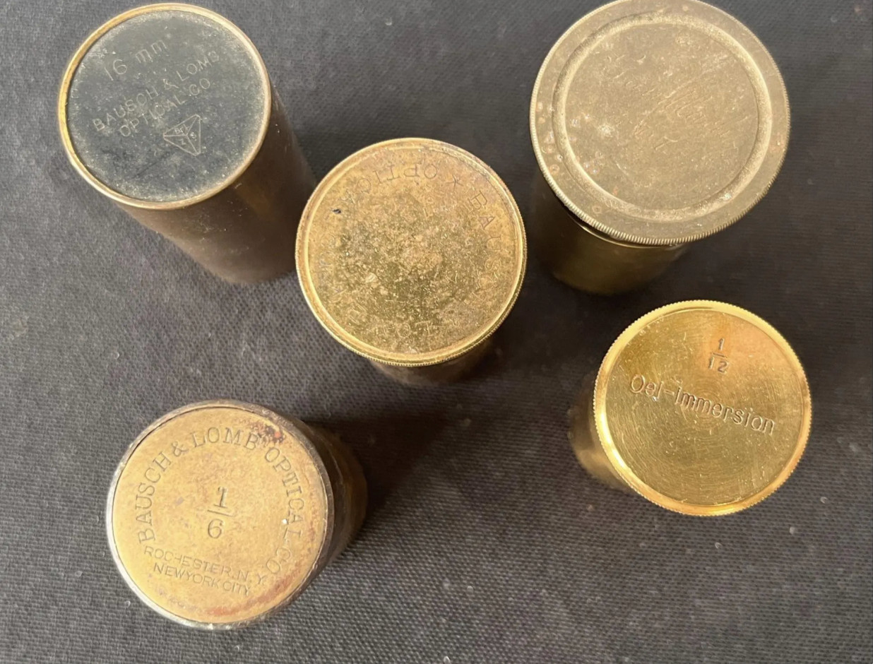 Antique Brass Microscope Objective Lens Original Pre-1930, microscope parts