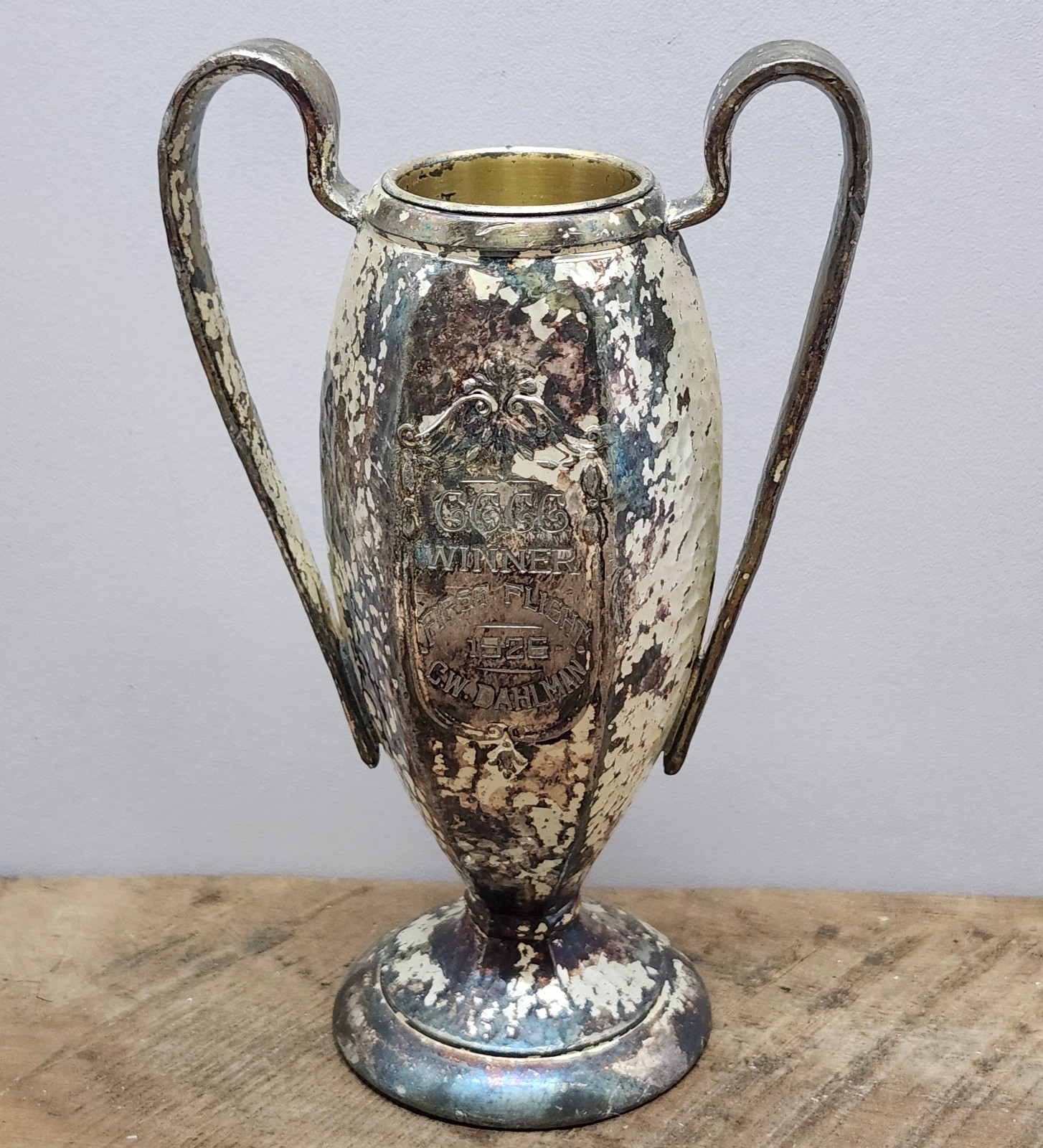 Antique 1926 Art Deco Trophy Cup by Wallace Bros Mfg Co – CCCC Winner C.W. Dahlm